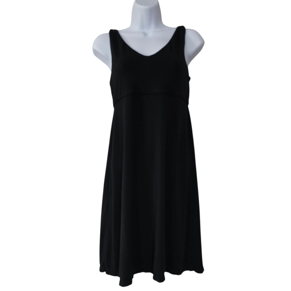 Athleta Womens‎ A Line Dress Black XS Santorini Thera Sleeveless Ruffled V Neck